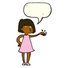 cartoon woman showing off engagement ring with speech bubble N5