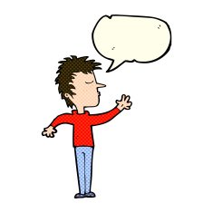 cartoon dismissive man with speech bubble N5