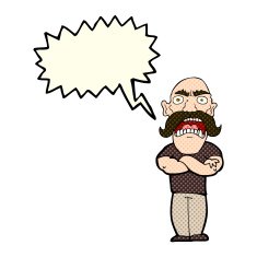 cartoon angry man with speech bubble N38