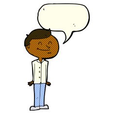 cartoon smiling man with speech bubble N15