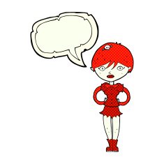 cartoon pretty vampire girl with speech bubble N13