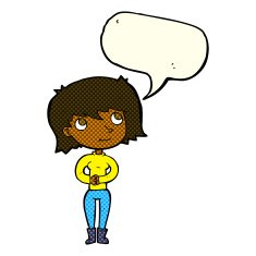 cartoon friendly woman with speech bubble N35