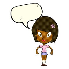 cartoon pretty woman with speech bubble N124