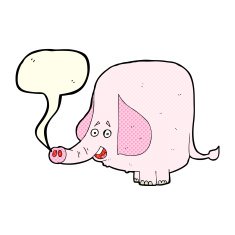 cartoon pink elephant with speech bubble N3