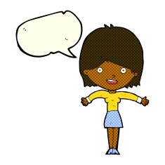 cartoon excited woman with speech bubble N62