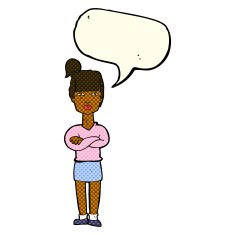 cartoon annoyed woman with speech bubble N86