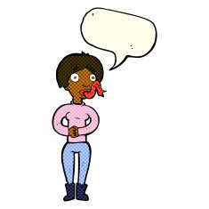 cartoon woman with snake tongue speech bubble N8