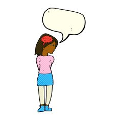 cartoon brainy woman with speech bubble N6
