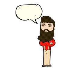 cartoon serious man with beard speech bubble N9