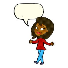 stress free woman cartoon with speech bubble N5