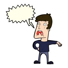 cartoon complaining man with speech bubble N5