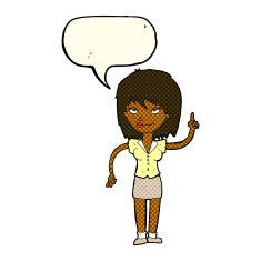 cartoon woman with idea speech bubble N108