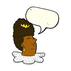 cartoon queen's head with speech bubble N5