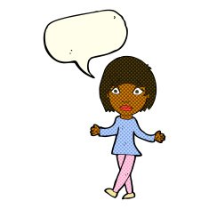 cartoon surprised woman with speech bubble N114