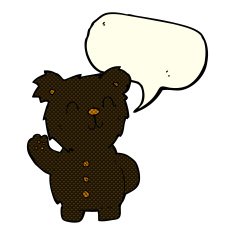 cartoon black bear with speech bubble N29
