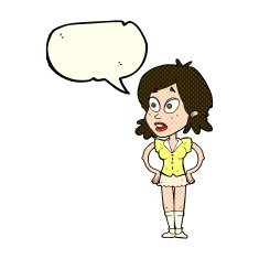 cartoon woman with hands on hips speech bubble N97