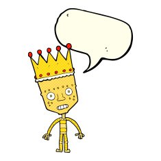 cartoon robot with crown speech bubble N3