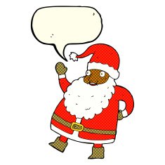 funny waving santa claus cartoon with speech bubble N10