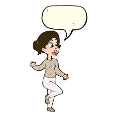 cartoon friendly woman waving with speech bubble N22