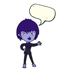 cartoon vampire girl with speech bubble N105