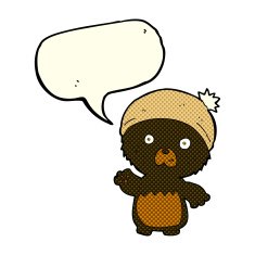 cartoon cute teddy bear in hat with speech bubble N5