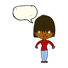 cartoon woman staring with speech bubble N14
