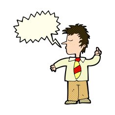 cartoon man making his point with speech bubble N5