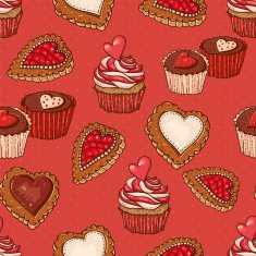 Seamless Background with Cookies and Cupcakes