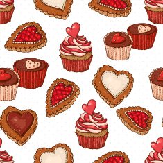Seamless Background with Cookies and Cupcakes N3