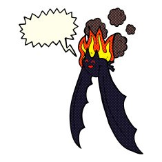 cartoon spooky bat with speech bubble N3