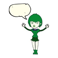 cartoon vampire girl with speech bubble N108