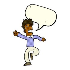 cartoon man panicking with speech bubble N25