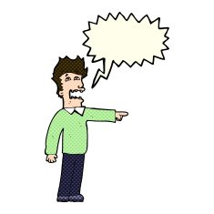 cartoon man accusing with speech bubble N10
