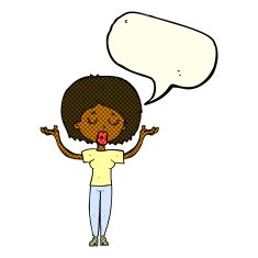 cartoon peaceful woman with speech bubble N5