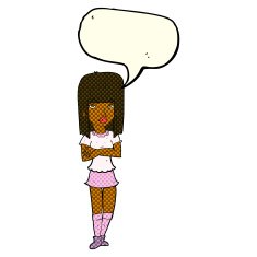 cartoon girl with crossed arms speech bubble N5