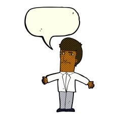 cartoon annoyed boss with speech bubble N6