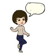 cartoon woman waving with speech bubble N154