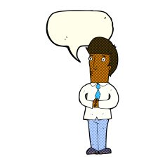 cartoon nervous man with speech bubble N63