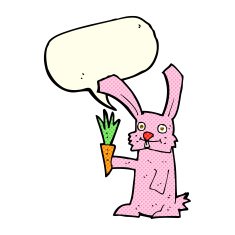 cartoon rabbit with carrot speech bubble N4