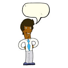 cartoon happy man with speech bubble N201