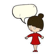 cartoon surprised woman with speech bubble N116