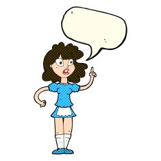 cartoon worried maid with speech bubble N5