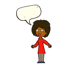 cartoon surprised woman with speech bubble N117