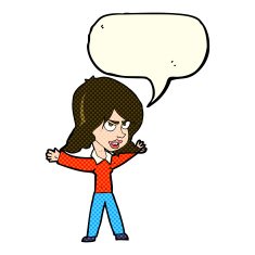 cartoon woman gesturing with speech bubble N14