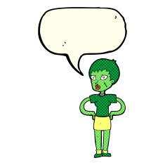 cartoon halloween girl with speech bubble N9