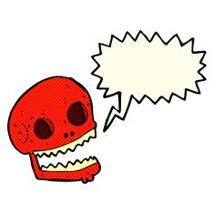 cartoon spooky skull with speech bubble N69