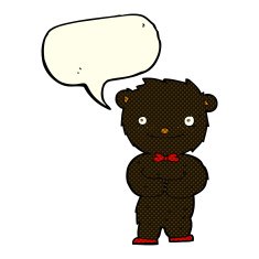 cartoon little black bear with speech bubble N6