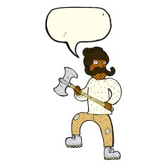 cartoon man with axe speech bubble N6