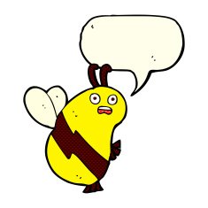funny cartoon bee with speech bubble N8