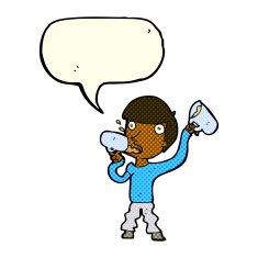 cartoon man drinking beer with speech bubble N5